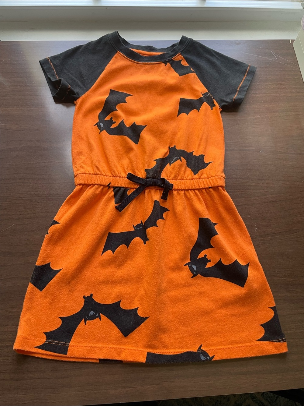 Cat & Jack Orange and Black Bat Print Halloween Dress
